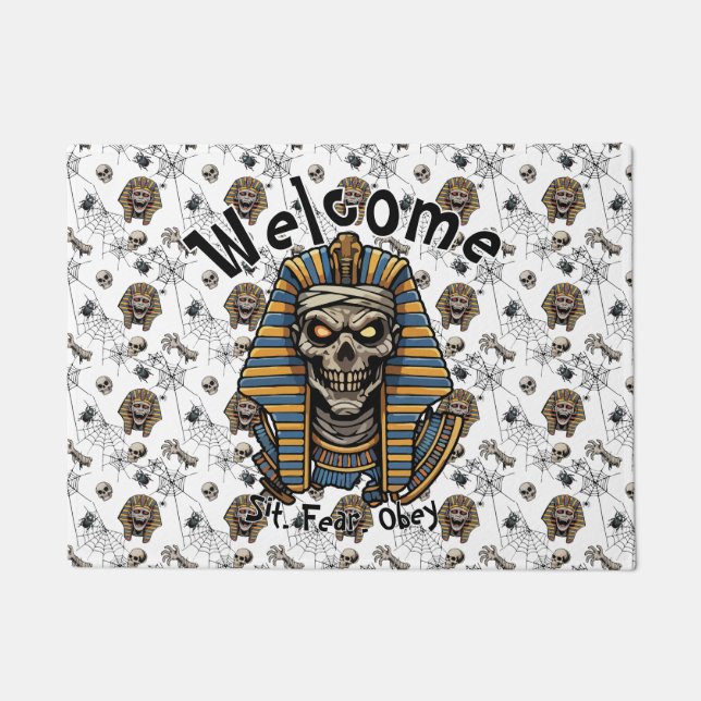 Felpudo 🤍 White Pharaoh Mummy Doormat 🎃 👑 (Anverso)