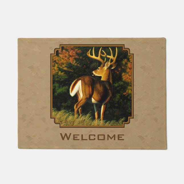 Felpudo Whitetail Buck Deer Hunting Tan (Anverso)