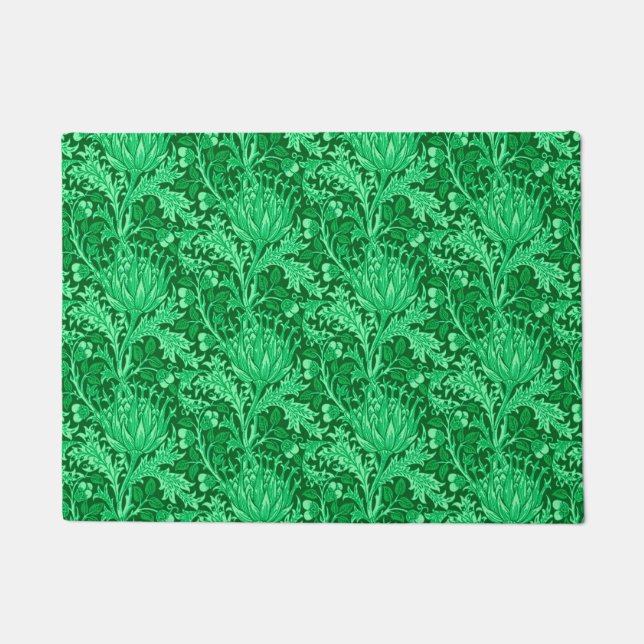 Felpudo William Morris Damask, verde esmeralda (Anverso)