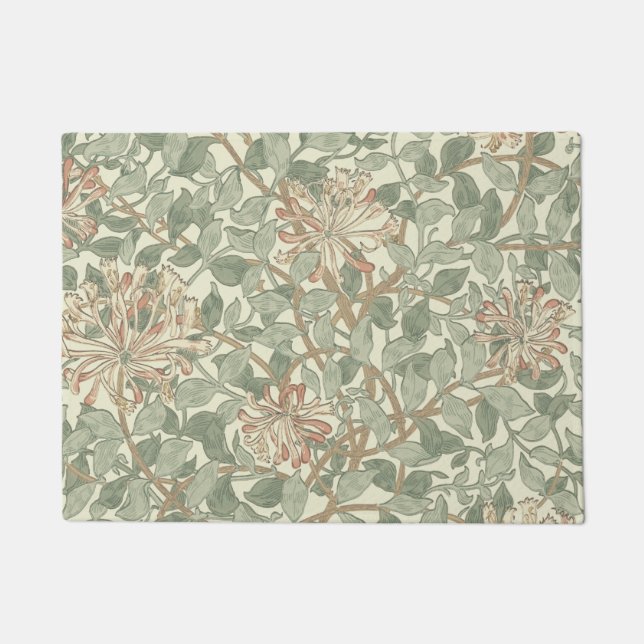 Felpudo William Morris Honeysuckle Green Floral (Anverso)
