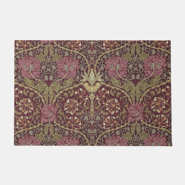 Felpudo William Morris, madreselva, floral. modelo, arte (Anverso)