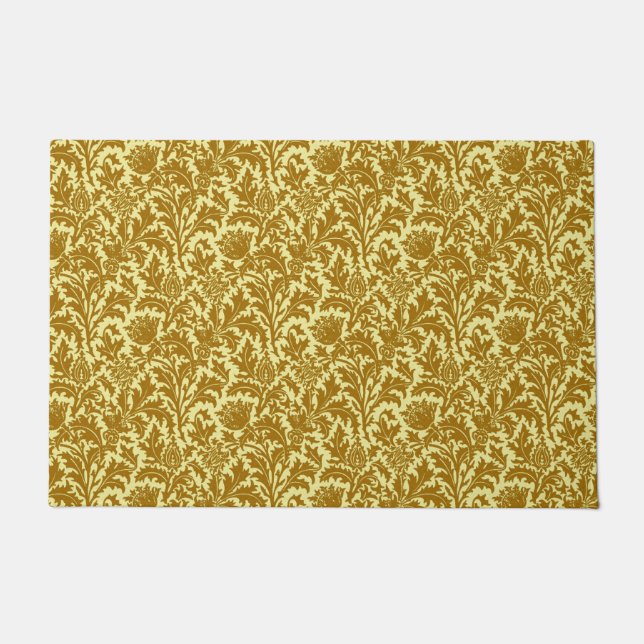 Felpudo William Morris Thistle Damask, Mustard Gold (Anverso)