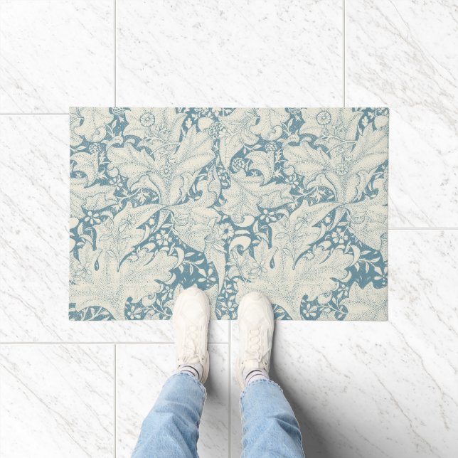 Felpudo William Morris Wallflower damasco azul floral (Interior)