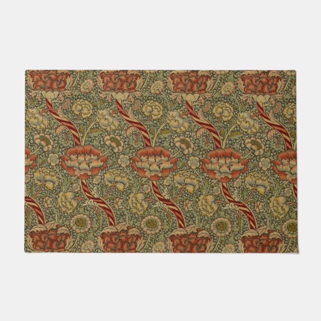Felpudo William Morris Wandle English Floral Damask Design (Anverso)
