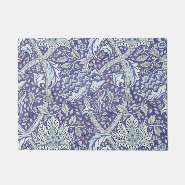 Felpudo William Morris Windrush patrón floral azul (Anverso)