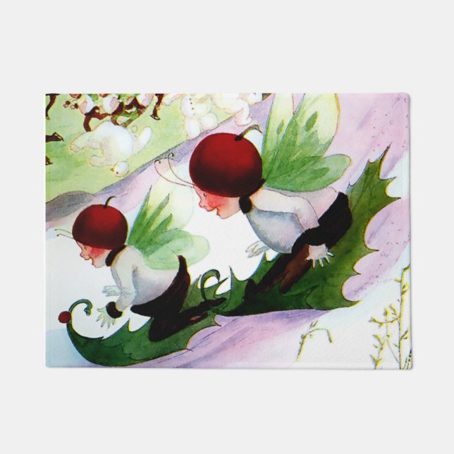 Felpudo “Winter Sports” Fairy Art by M T Ross (Anverso)