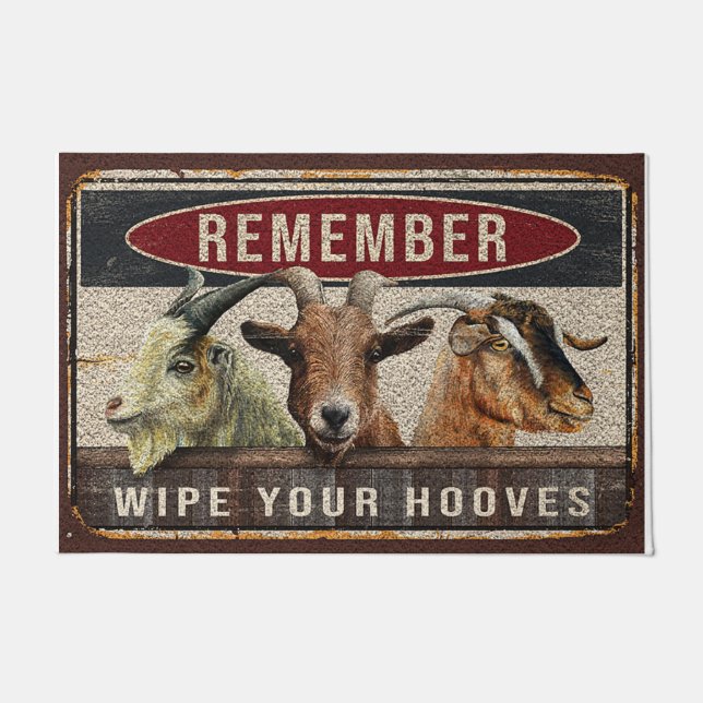 Felpudo Wipe your hoovesRug, Funny goat doormat (Anverso)