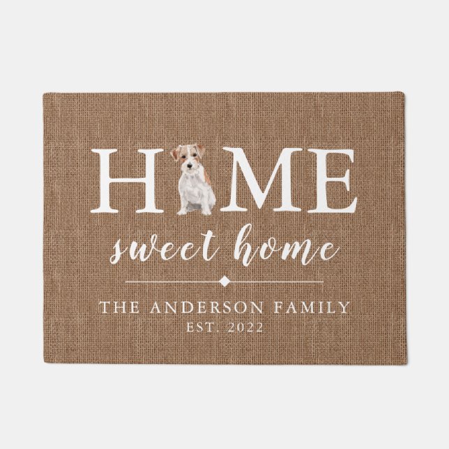 Felpudo Wire Haired Jack Russell Home Sweet Home Doormat (Anverso)
