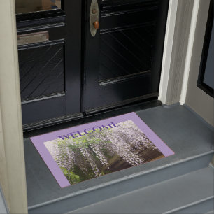 Felpudo Wisteria Púrpura BIENVENIDA Polvo. Doormat