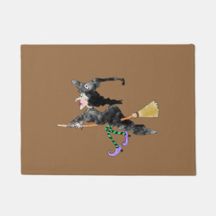 Felpudo Witch On Broom Halloween