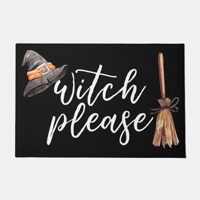 Felpudo Witch Please Halloween Black (Anverso)