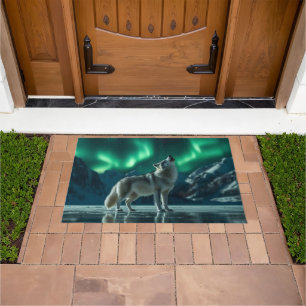 Felpudo Wolf Howling Under the Northern Lights