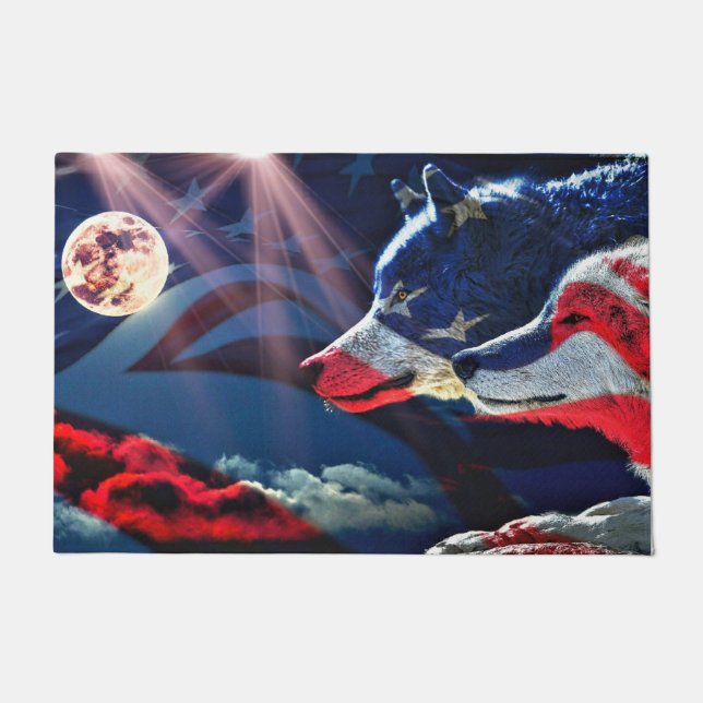Felpudo Wolf Wolves Full Moon (Anverso)
