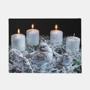 Felpudo Wreath de advenimiento blanco