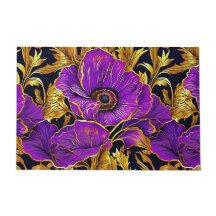XLarge fleurs violet et or