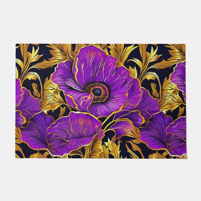 Felpudo XLarge fleurs violet et or (Anverso)