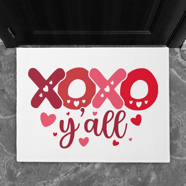 Felpudo XOXO Y'all | Tipografía Cute Valentine Heart (Subido por el creador)