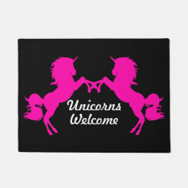 Felpudo Y de los unicornios recepción rosada de los