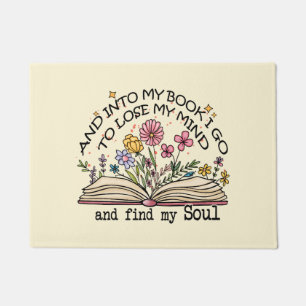 Felpudo Y En Mi Libro Voy - Amante De Los Libros Florales