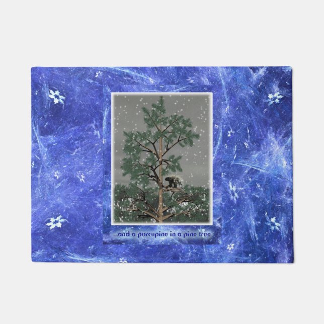Felpudo Y Un Porcupine En Un Árbol De Pino (Anverso)
