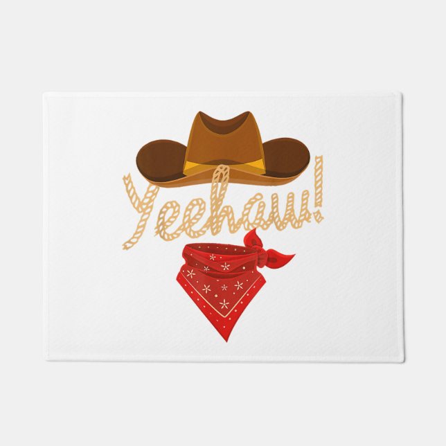 Felpudo Yeehaw País Occidental Howdy Cowboy Sur Yee H (Anverso)