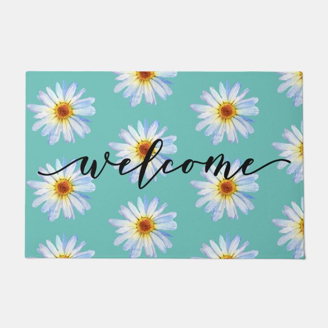 Felpudo Yellow Bright Daisy Trendy Welcome Mat (Anverso)