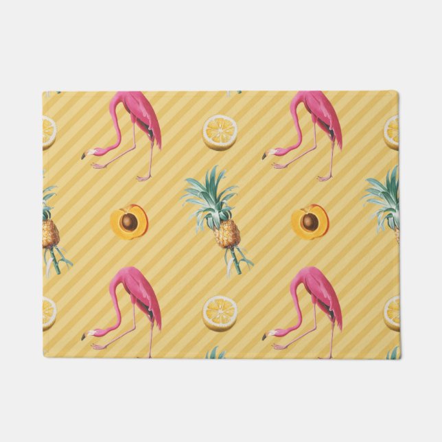 Felpudo Yellow Flamingo Mango Lemon Pattern (Anverso)