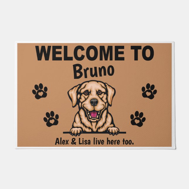 Felpudo Yellow Labrador Lab Welcome Personalized Custom (Anverso)