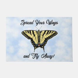 Felpudo Yellow Swallowtail Butterfly Blue Sky Personalized