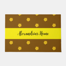 Felpudo Yellow Wildflower photo name brown  Personalized 