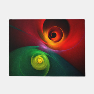 Felpudo Yin Verde Rojo Yang Patrón de arte abstracto moder