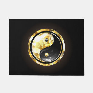 Felpudo Yin Yang de oro sobre negro
