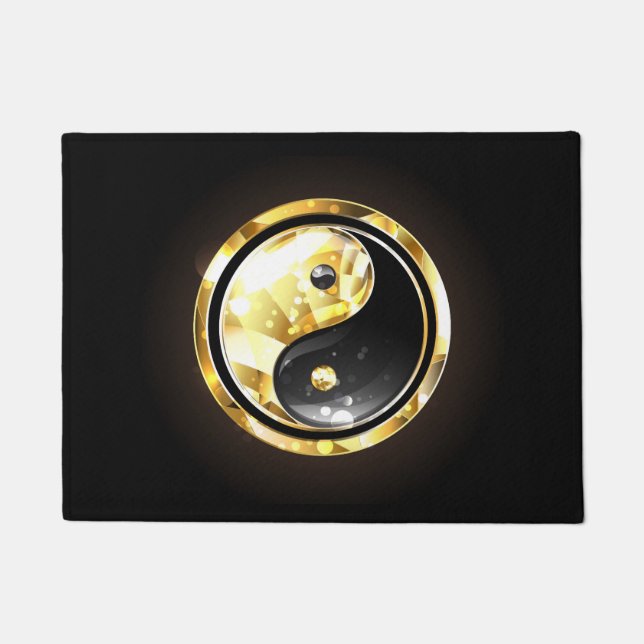 Felpudo Yin Yang de oro sobre negro (Anverso)