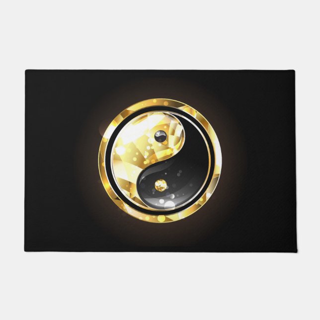 Felpudo Yin Yang dorado en negro (Anverso)