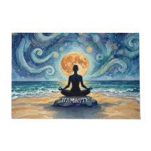Yoga Meditación Noche estrellada Cielo Luna Playa