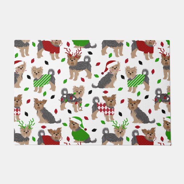 Felpudo Yorkie Navidades Yorkshire Terrier Dog (Anverso)