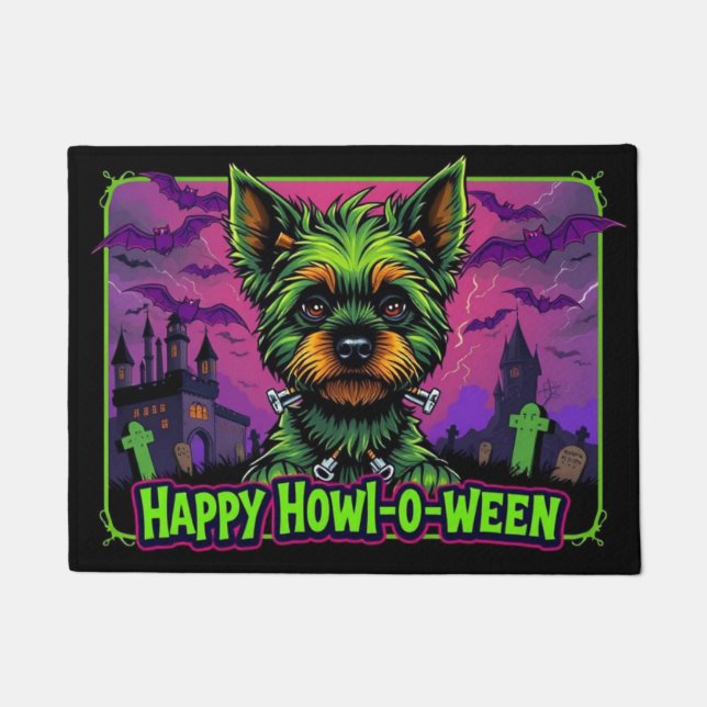Felpudo Yorkiestein Happy Howl-o-ween (Anverso)