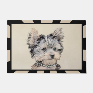 Felpudo Yorkshire Terrier Puppy Pintando Arte Original De