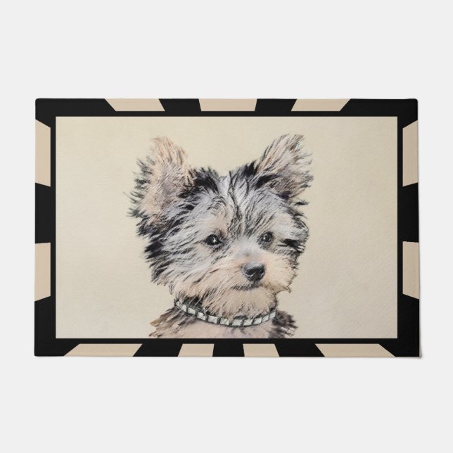 Felpudo Yorkshire Terrier Puppy Pintando Arte Original De  (Anverso)