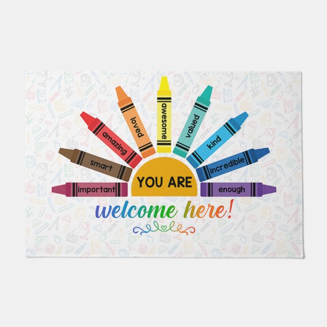 Felpudo You Are Welcome Here Mat, Crayons Doormat (Anverso)