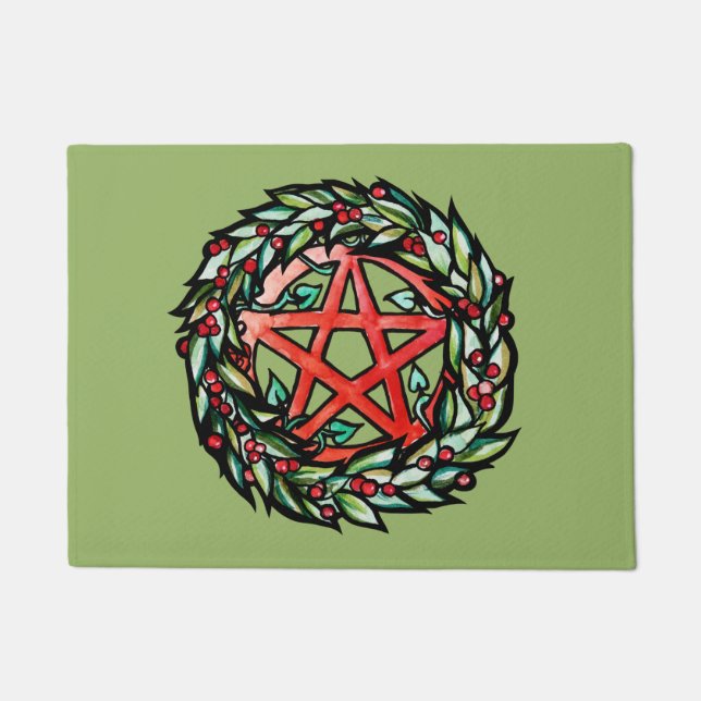 Felpudo Yule Wreath Pentacle Pagan (Anverso)