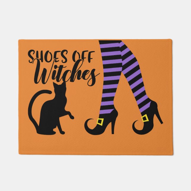 Felpudo Zapatos del Doormat de Halloween de las brujas (Anverso)