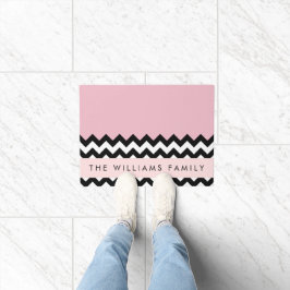 Felpudo Zigzag negro y blanco, chevron, rosado, tu nombre