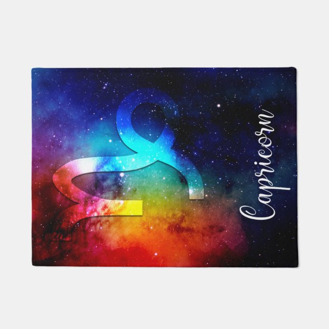 Felpudo Zodiac : Arcoiris espacial Capricornio (Anverso)