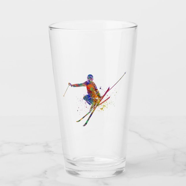 Female skier in watercolor (Anverso)