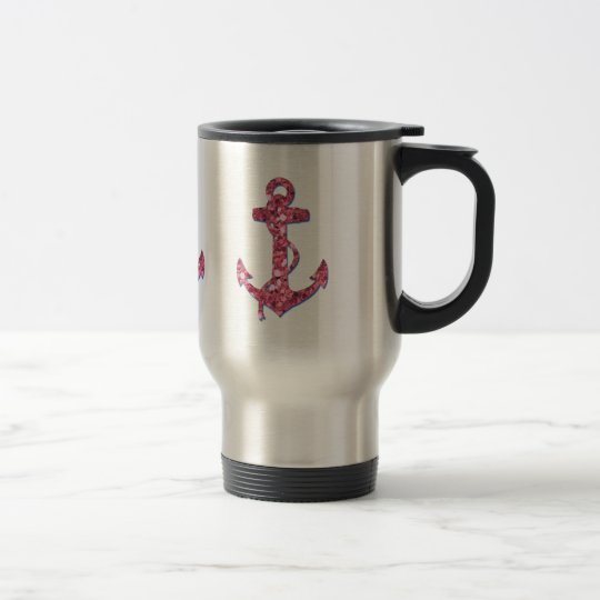 Femenino, diversión, ancla rosada del brillo taza de viaje