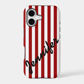 Femenino, Rayas Rojas con Nombre Funda para iPhone