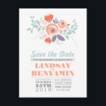 Feminine lindo floral salva las postales de fecha<br><div class="desc">Romántico ramo floral salva la postal de fecha con varias flores silvestres. Vintage de ensueño pero moderno salva la fecha para las bodas rústicas en el jardín.</div>