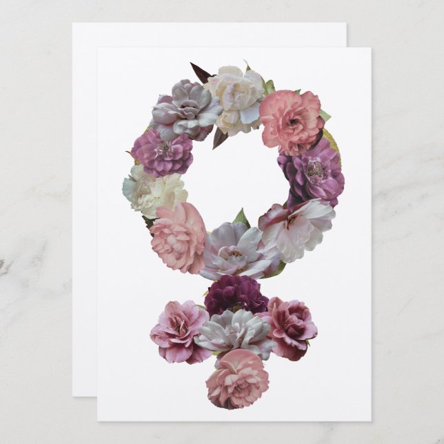 Feminista - Símbolo femenino venus con flores (Anverso / Reverso)