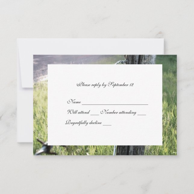 Fencepost, Barbed Wire Rustic rsvp con sobre (Anverso)